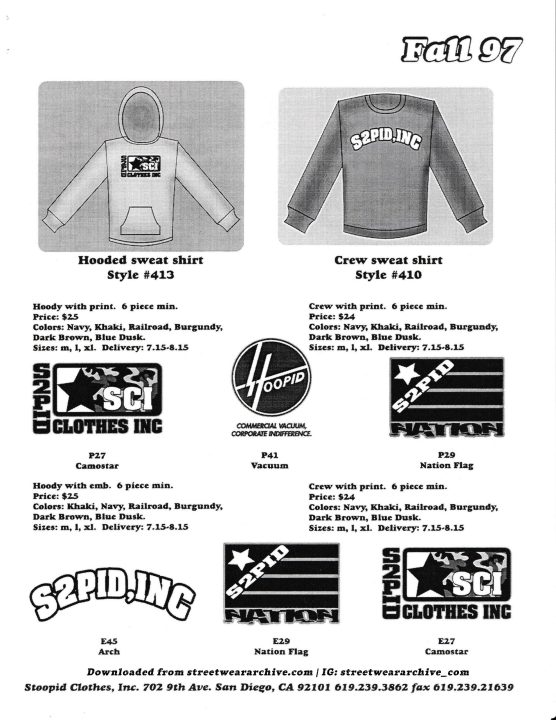 Stoopid Clothing Catalog - Fall 1997